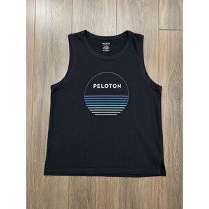Peloton Womens Small Black Muscle Tank Top Sunset Graphic Cycling Workout